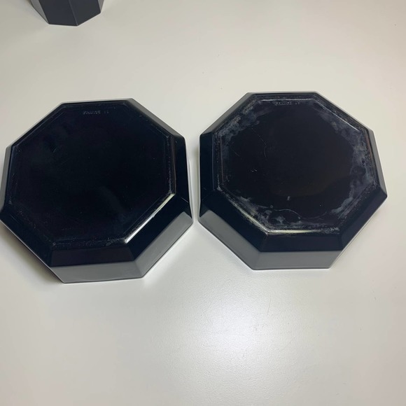 4 pc Set MCM Deco Arcoroc France Black Glass Octagon Mugs Bowls Arcopal Octime - Picture 6 of 14